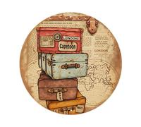 Cartel de metal redondo con diseño de mapa del mundo de Londres y París y Ciudad del Cabo, para cafetería, bar, pub, decoración de pared del hogar, póster de metal de 8 x 8 pulgadas