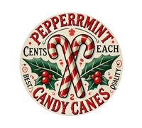 Cartel de metal redondo con estampado de bastones de caramelo de menta, vintage, para cafetería, bar, pub, decoración de pared del hogar, póster de metal de 8 x 8 pulgadas