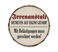 Cartel de metal redondo con texto en inglés "Enter The Institution at Your Own Risk, And Be Prepared for Burdens". Letrero de metal vintage para cafetería, bar, pub, decoración de pared del hogar