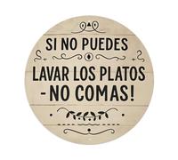 Cartel de metal redondo con texto en inglés "If You Can't Wash The Dishes, Don't Eat", vintage, para sala de estar, bar, hogar, dormitorio, decoración de pared, póster de metal retro de 8 x 8 pulgadas