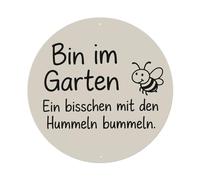Cartel de metal redondo con texto en inglés "In The Garden Bumblebee Strolling Strolling", para cafetería, bar, pub, hogar, decoración de pared, póster de metal de 8 x 8 pulgadas
