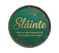 Cartel de metal redondo con texto en inglés «May Your Heart Always Be Full» de metal vintage, retro, para decoración de pared, 8 x 8 pulgadas