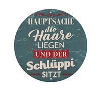 Cartel de metal redondo con texto en inglés "The Main Thing Is That The Hair Lies Flat And The Beanie Sits Right Right" para cafetería, bar, pub, decoración de pared del hogar, póster de metal de 8 x