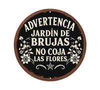 Cartel de metal redondo con texto en inglés "Warning Witch's Garden Do Not Pick The Flowers" para cafetería, bar, pub, decoración de pared del hogar, póster de metal de 8 x 8 pulgadas