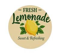 Cartel de metal redondo de hojalata con diseño de limonada fresca y dulce refrescante para cafetería, bar, pub, hogar, decoración de pared, póster de metal de 8 x 8 pulgadas