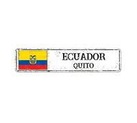 Cartel de metal retro con bandera de Ecuador para recuerdo de la ciudad de Ecuador Quito Capital Arte vintage Cartel de metal Bandera nacional Recuerdo del país Placas de metal Cartel de estaño para
