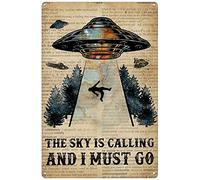Cartel de metal retro con diseño de diccionario The Sky is Calling UFO Pub, club, bar, restaurante, cafetería, arte vintage, póster de pared de 5.5 x 8 pulgadas