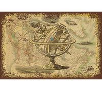 Cartel de metal retro con mapa y globo de estilo vintage, letrero de metal para viajes, vacaciones, bar, bar, hogar, póster de metal, decoración de pared, letrero de estaño de 8 x 12 pulgadas