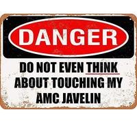 Cartel de metal retro con texto en inglés "Do Not Touch My AMC Javelin Coffee House or Home" para bar, club de música, hombre, cueva, habitación, decoración de pared, 5.5 x 8 pulgadas