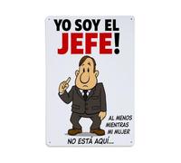 Cartel de metal retro con texto en inglés "I Am The Boss At Least While My Wife Is Not Here" para decoración de pared de metal, para hogar, bar, garaje, granja, cafetería, decoración de pared, 8 x 12