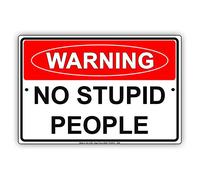 Cartel de metal retro con texto en inglés «Inga Warning No Stupid People Gag Jokes», 20 x 30 cm