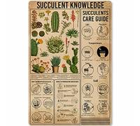 Cartel de metal retro con texto en inglés "Succulent Knowledge", infografía, escuela, club, cafetería, bar, placa de estaño, 30,5 x 40,6 cm