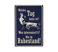 Cartel de metal retro con texto en inglés "What Day It Is Today, Who Cares I'm Retired", para cafetería, bar, pub, hogar, sala de juegos, gimnasio, club, decoración de pared, póster de metal vintage