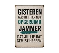 Cartel de metal retro con texto en inglés "Yesterday It Was still Tidy Here, Too Bad You Missed That", letrero de metal vintage para decoración de pared para el hogar, bar, cafetería, póster de metal