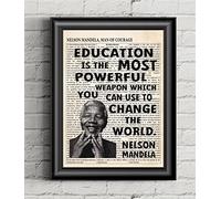 Cartel de metal retro de 20,3 x 30,5 cm, Nelson Mandela Education is the Most Powerful Weapon Which You Can Use to Change The World, póster vintage de Nelson Mandela, póster rústico, decoración del