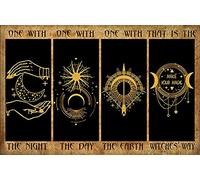 Cartel de metal retro de bruja de Halloween de 8 x 12 pulgadas - The Night The Day The Earth That Is The Witch Way, arte de pared de brujería, póster vintage de metal, letreros de metal para pintura