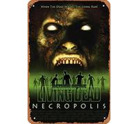 Cartel de metal retro de metal de Return of the Living Dead: Necrópolis 2005, decoración de pared, 30,5 x 20,3 cm, aspecto vintage