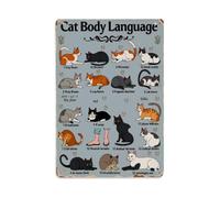 Cartel de metal retro para decoración de pared con guía de lenguaje corporal de gato, estilo vintage, para casa, bar, garaje, granja, cafetería, decoración de pared, 8 x 12 pulgadas