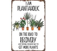Cartel De Metal Soy Un Adicto A Las Plantas En Camino A La Recuperación Consigue Más Plantas Retro Metal Estaño Signo Vendimia Placas Metálicas para Hogar WC Taberna 20X30Cm