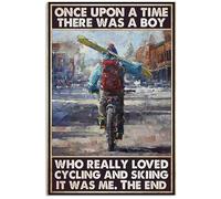 Cartel De Metal, Vintage Cartel Placa, Érase Una Vez Un Niño Que Amaba Mucho El Ciclismo Y El Esquí. Era Yo., Placa De La Pared Póster para Cocina Bar Sala De Estar, 20X30Cm