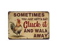 Cartel de metal vintage Cluck It And Walk Away para jardín, dormitorio, cafetería, bar, cueva de hombre, decoración de pared del hogar, póster de metal de 8 x 12 pulgadas