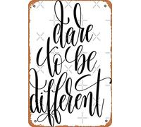 Cartel de metal vintage con citas inspiradoras Dare To Be Different de 30,5 x 20,3 cm