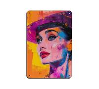 Cartel de metal vintage con diseño de Audrey Hepburn de Audrey Hepburn, para decoración de pared del hogar, 20 x 30 cm