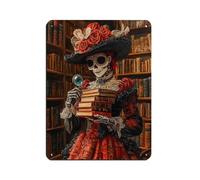 Cartel de metal vintage con diseño de pareja de esqueletos del Día de los Muertos (17) para decoración de pared del hogar, 30 x 40 cm