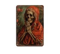 Cartel de metal vintage con diseño de pareja de esqueletos del Día de los Muertos (38) para decoración de pared del hogar, 20 x 30 cm