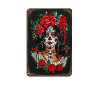 Cartel de metal vintage con diseño de pareja de esqueletos del Día de los Muertos (46) para decoración de pared de casa, bar, bar, decoración de pared, póster retro de 8 x 12 pulgadas (20 x 30 cm)