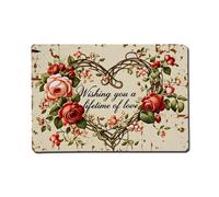 Cartel de metal vintage con diseño floral de rosas y corazones para bar, hogar, cueva de hombre, cocina, lavandería, decoración de pared, regalo, 8 x 12 pulgadas
