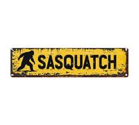 Cartel de metal vintage con silueta de Sasquatch con fondo amarillo, textura oxidada, para decoración de pared, hogar, bar, jardín, 10,2 x 40,6 cm
