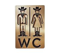 Cartel de metal vintage con texto "Cowboy & Cowgirl-WC" para decoración de pared, 20,3 x 30,5 cm