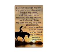 Cartel de metal vintage con texto en inglés "Before You Judge My Life" para decoración de pared, póster de metal de 8 x 12 pulgadas