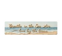 Cartel de metal vintage con texto en inglés "Breathe In The Sea Air Live By The Ocean" para el hogar, bar, jardín, decoración de pared interior y exterior, póster de metal retro de 10,2 x 40,6 cm