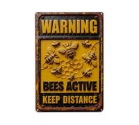 Cartel de metal vintage con texto en inglés "Caution Honey Bees Hard At Work Do Not Disturb" para decoración de pared interior y exterior, póster de metal retro de 8 x 12 pulgadas