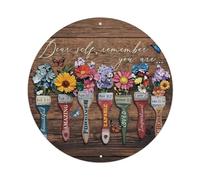 Cartel de metal vintage con texto en inglés "Dear Self Remember You Are Beautiful" para jardín, dormitorio, cafetería, bar, cueva de hombre, decoración de pared, póster de metal de 8 x 8 pulgadas