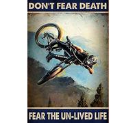 Cartel de metal vintage con texto en inglés "Don't Fear Death Fear The Un-Lived Life", cartel de metal, pintura de hierro, decoración de pared retro, arte de pared nostálgico para el hogar, cocina