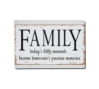 Cartel de metal vintage con texto en inglés "Family Today's Little Moments Become Tomorrow's Precious Memories" para bar, hogar, cueva de hombre, cocina, lavandería, decoración de pared, regalo, 8 x
