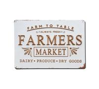 Cartel de metal vintage con texto en inglés "Farm To Table Always Fresh Farmers Market Dairy Produce Dry Goods" para el hogar, bar, jardín, decoración de pared interior y exterior, póster de metal