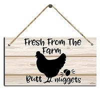 Cartel de metal vintage con texto en inglés "Fresh From The Farm Butt Nuggets" de Tin Signhen House Ranch Shopping Mall Rural Chicken Coop Chicken Coop - Cartel de metal vintage divertido de 8 x 12
