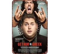 Cartel de metal vintage con texto en inglés "Get Him to the Greek Movie" para jardín, club, exterior, interior, hogar, pared, póster decorativo de 8 x 12 pulgadas