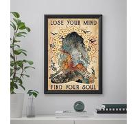 Cartel de metal vintage con texto en inglés "Hippie Girl Lose Your Mind Find Your Soul Vintage Poster", Hippie Soul Lose Your Mind Find Your Soul Enmarcado, Lienzo enmarcado para yoga, póster de pared