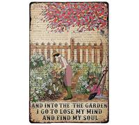 Cartel de metal vintage con texto en inglés "Into The Garden I Go to Lose My Mind and Find My Soul Hummingbird Sunflower Home Bar Garden I Go to Lose My Mind and Find My Soul (20 x 30 cm)