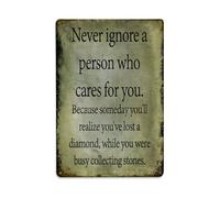 Cartel de metal vintage con texto en inglés "Never Ignore A Person Who Cares for You" (20.3 x 30.5 cm)
