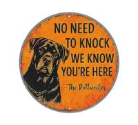 Cartel de metal vintage con texto en inglés "No Need To Knock We Know Youre Here The Tin Sign" para el hogar, hombre, cueva, bar, cafetería, cocina, lavandería, decoración de pared, 8 x 8 pulgadas