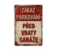 Cartel de metal vintage con texto en inglés "No Parking In Front Of The Garage", para decoración de pared interior y exterior, póster de metal retro de 8 x 12 pulgadas