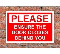 Cartel de metal vintage con texto en inglés «Please ensure the door closes behind you» para decoración de pared, 16 x 12 pulgadas