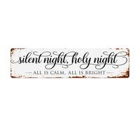 Cartel de metal vintage con texto en inglés «Silent Night Holy Night All Is Calm All Is Bright» para decoración de pared, para el hogar, bar, jardín, 10,2 x 40,6 cm