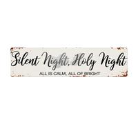 Cartel de metal vintage con texto en inglés «Silent Night Holy Night All Is Calm All Is Calm All Of Bright» para decoración de pared, 10,2 x 40,6 cm